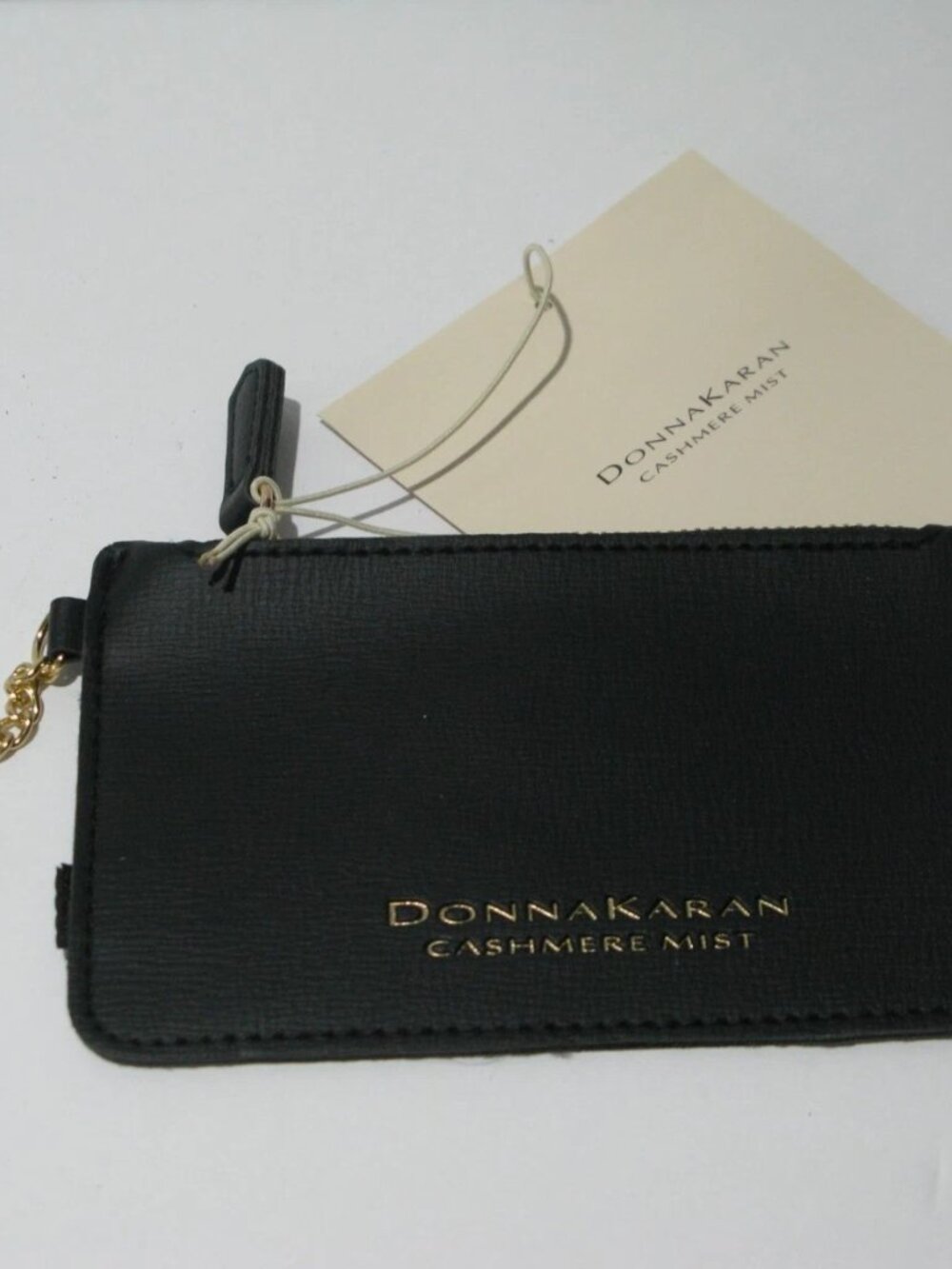 Donna Karan Cashmere Mist Black Coin Purse. Wallet. Keychain. New with Tags!